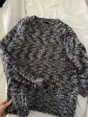 BDG Chunky Marled Knit Crewneck Sweater - Gray/White